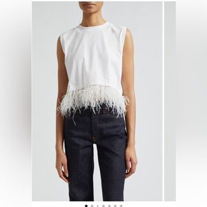 Cinq à Sept Feather Trim Crop Top